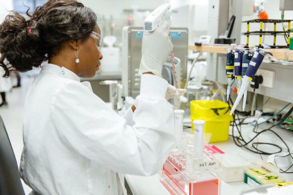 Scientist working at the laboratory bench